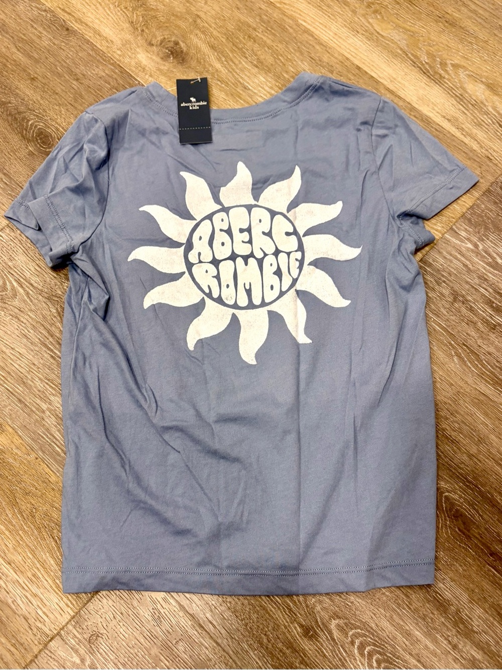 abercrombie kids Blue Short Sleeve Tee with White Sun Graphic